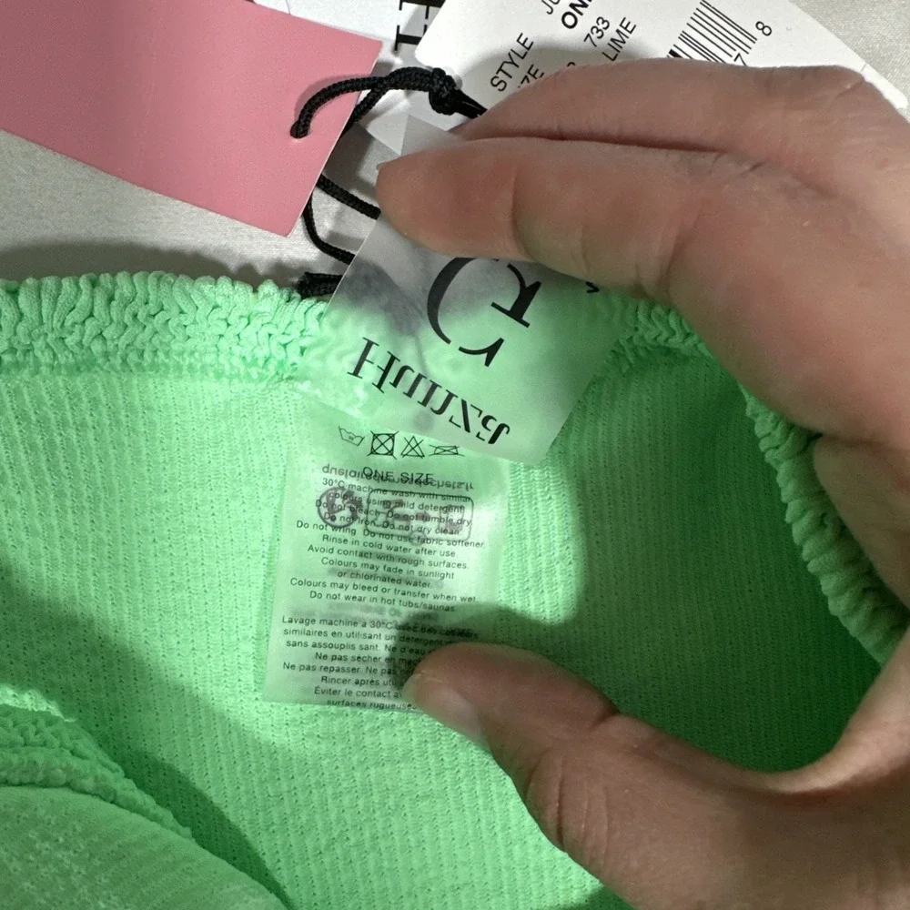 NWT Hunza G  [ O/S ] Juno Crinkle Classic Bikini Bottoms in Lime Green U1951